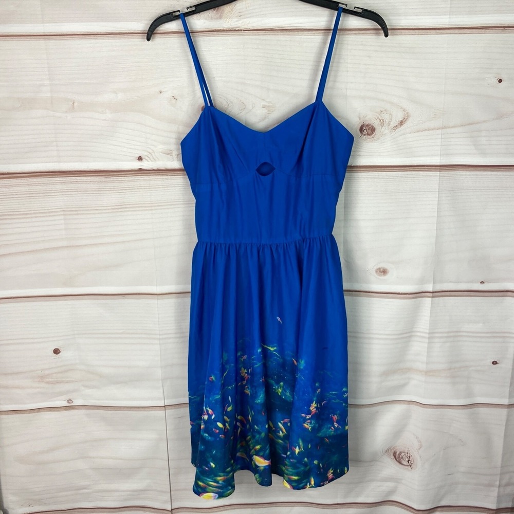 L'Amour Nanette LePore Dress Juniors 3 Blue Fit And Flare Cut Out‎ V-Neck